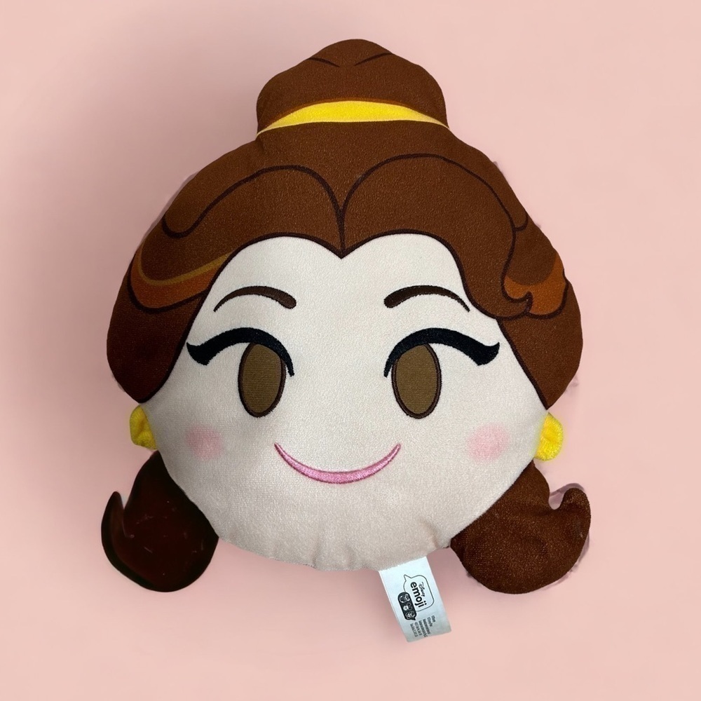 Disney Belle Emoji Pillow Beauty and the Beast Brown Gold Princess Kids Throw